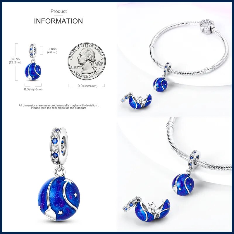 Sterling Silver Firefly Charms Blue Collections