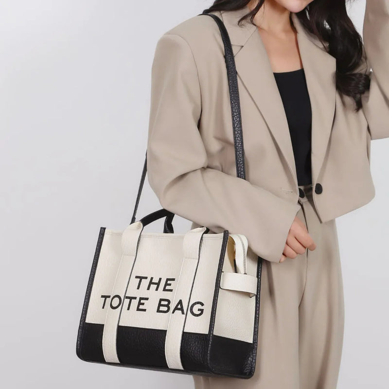 Tote Bag New Leather Letters Shoulder