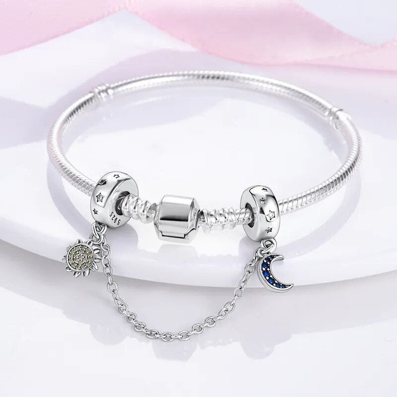 Sterling Silver Stars & Moon Sunflower Pand. bracelets.