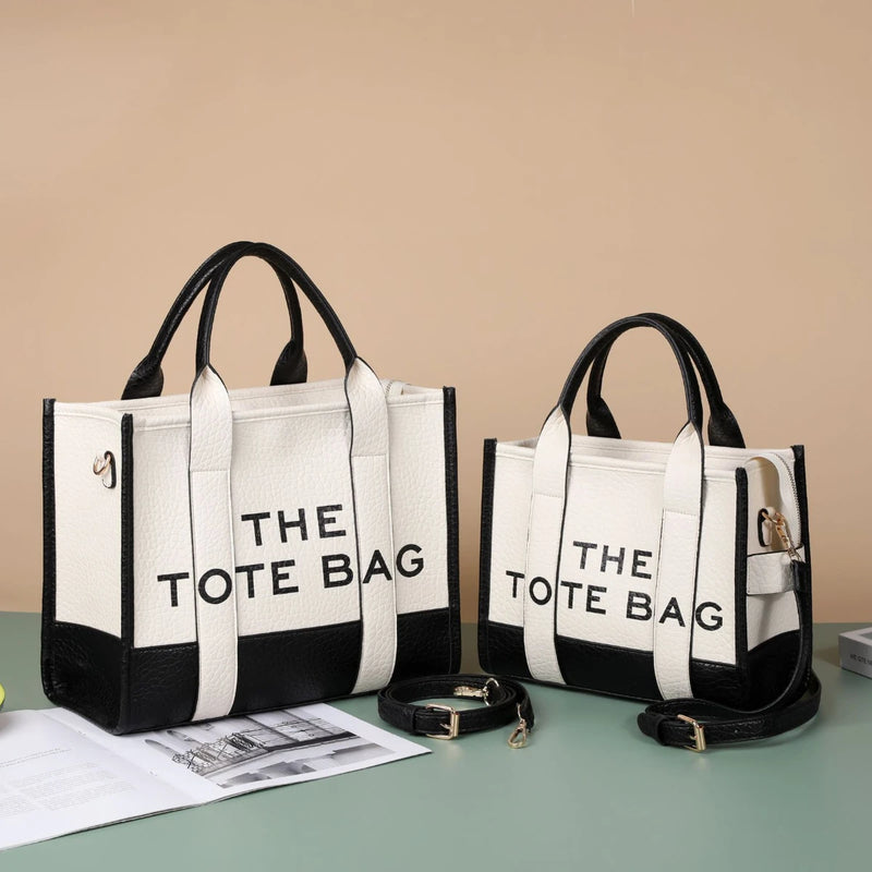 Tote Bag New Leather Letters Shoulder