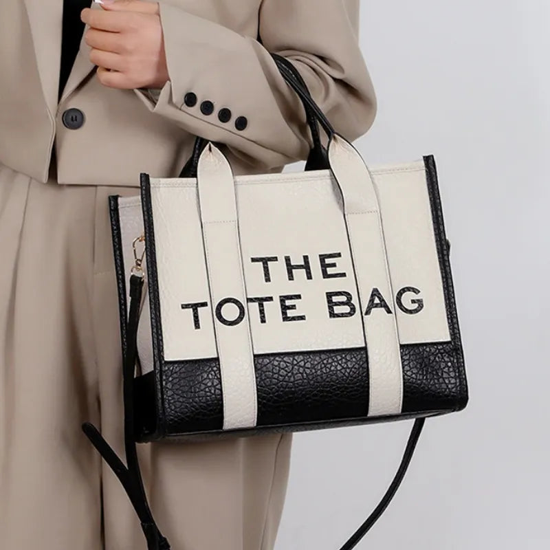 Tote Bag New Leather Letters Shoulder