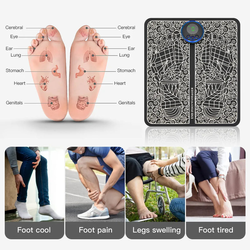 Electric EMS Foot Massager Pad Relief Pain